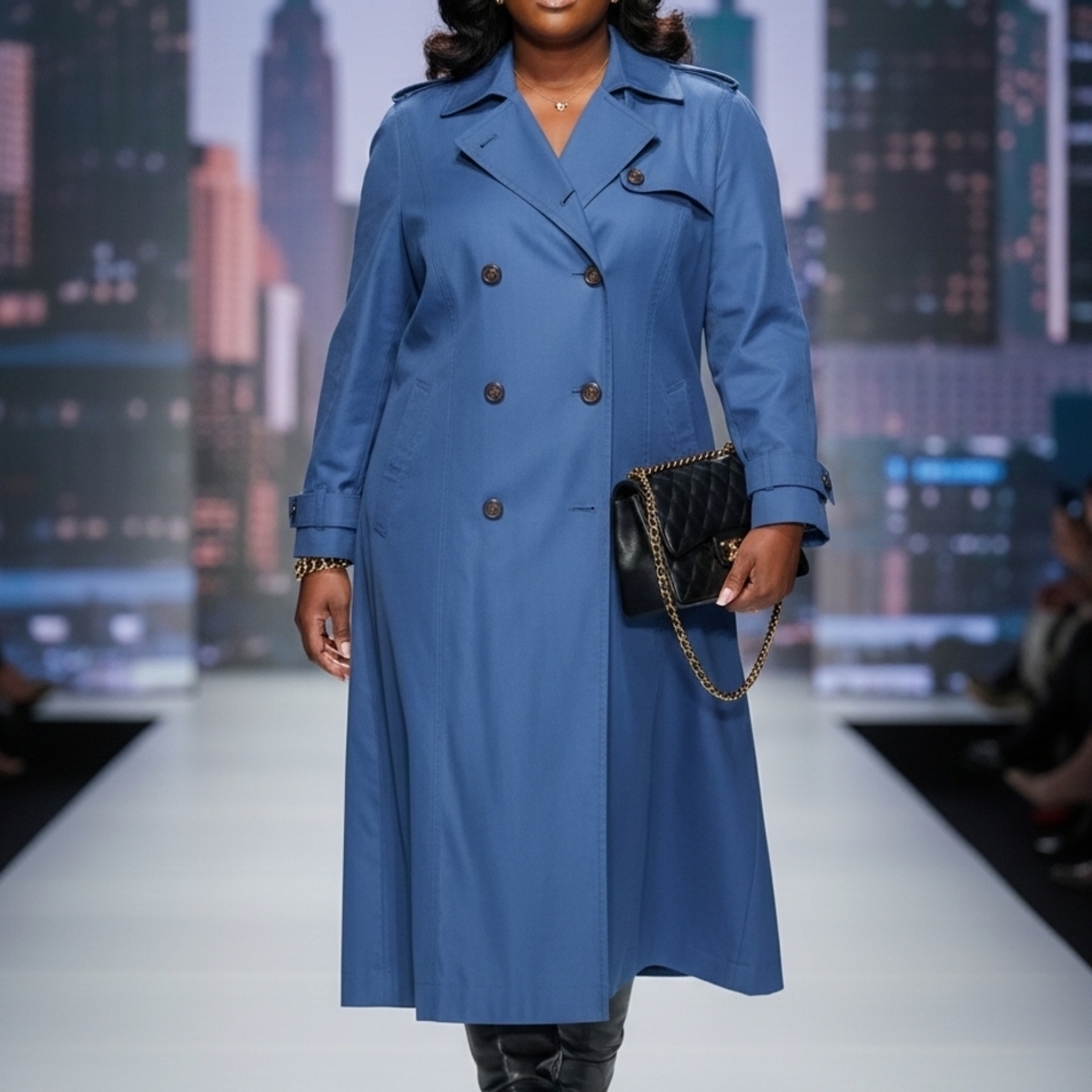 Stylish Blue Trench Coat